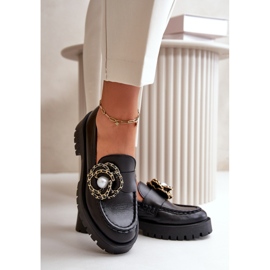 Mocasines Mujer Piel Decorado Flor Negro CheBello 4520 7