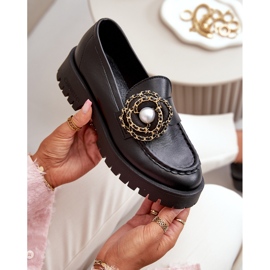 Mocasines Mujer Piel Decorado Flor Negro CheBello 4520 8