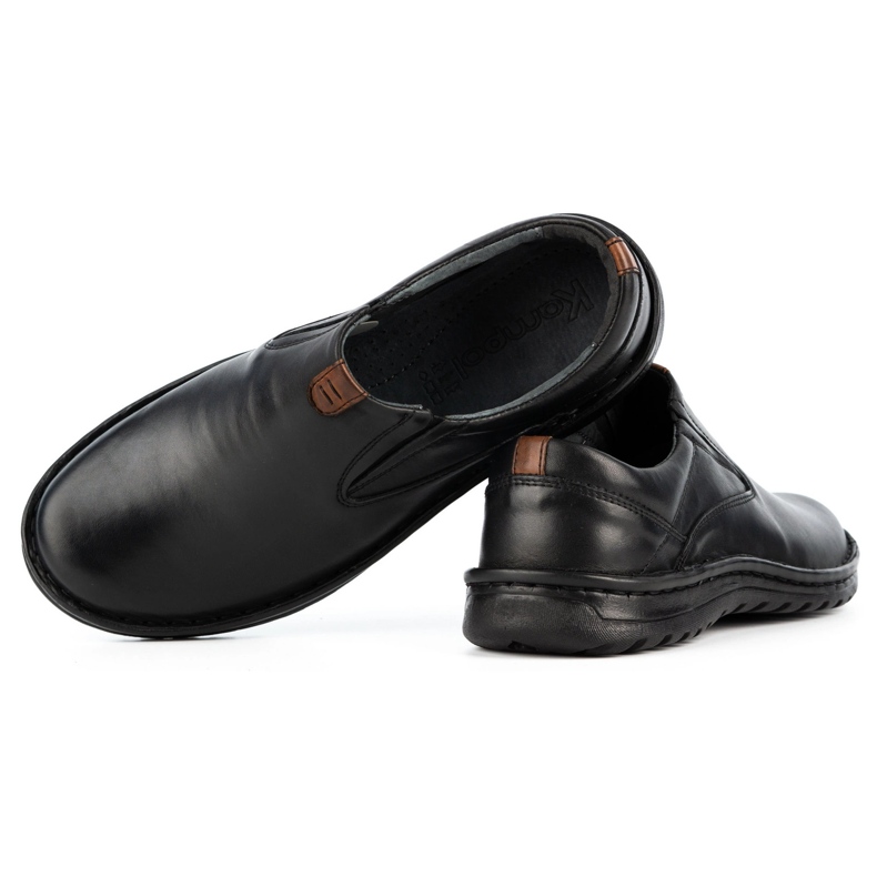 Kampol Zapato slip-on de piel para hombre 12KAM negro 4