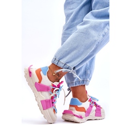 Seastar Zapatos deportivos con cordones de moda para mujer, beige y rosa 1