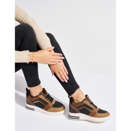 Deportivas de mujer en color marrón y negro con cuña oculta 3