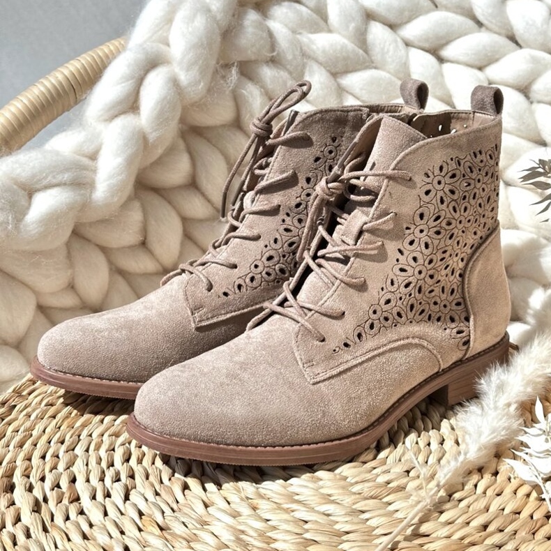 S.barski HY66-136 Botines Mujer Con Estampado, Beige Claro 1