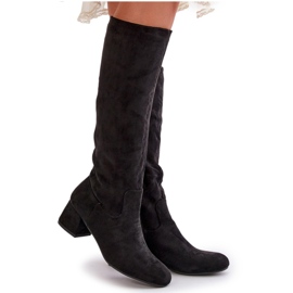Botas por encima de la rodilla de mujer Eco Suede con cremallera negro Elitara 10