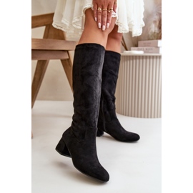Botas por encima de la rodilla de mujer Eco Suede con cremallera negro Elitara 3