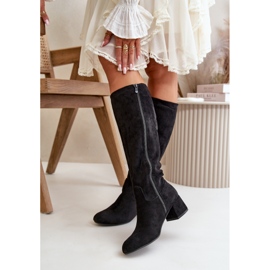 Botas por encima de la rodilla de mujer Eco Suede con cremallera negro Elitara 5