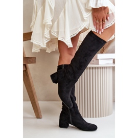 Botas por encima de la rodilla de mujer Eco Suede con cremallera negro Elitara 6