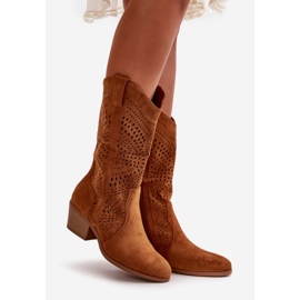 Botas Cowboy de Mujer Caladas con Tacón Alto Iceda Camel marrón 1