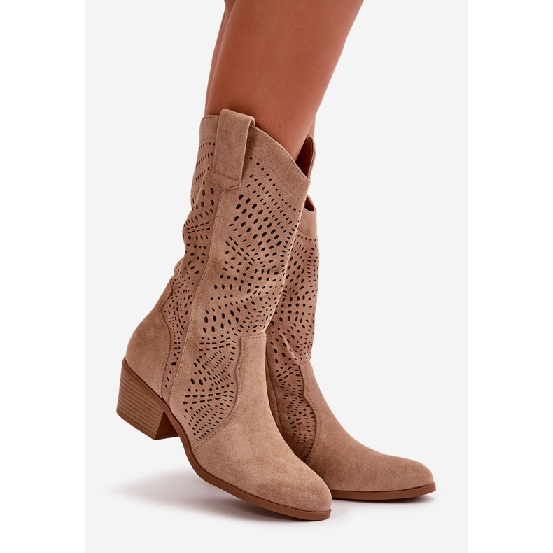 Botas Cowboy de Mujer Caladas con Tacón Alto, Marrón Iceda 1
