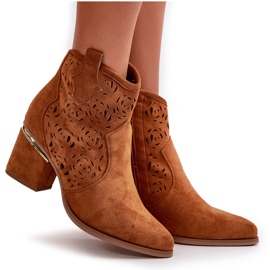Botas Vaqueras Caladas Con Tacón Alto Y Cierre Con Cremallera Camel Vosilara marrón 9