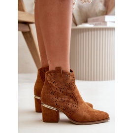 Botas Vaqueras Caladas Con Tacón Alto Y Cierre Con Cremallera Camel Vosilara marrón 5
