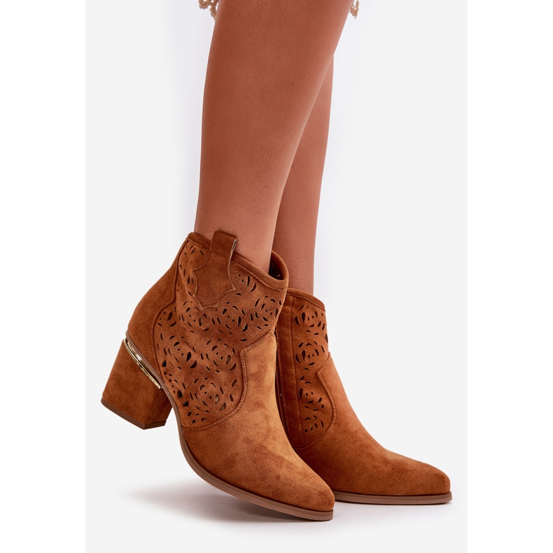 Botas Vaqueras Caladas Con Tacón Alto Y Cierre Con Cremallera Camel Vosilara marrón 1 Botas Vaqueras Caladas Con Tacón Alto Y Cierre Con Cremallera Camel Vosilara marrón 1