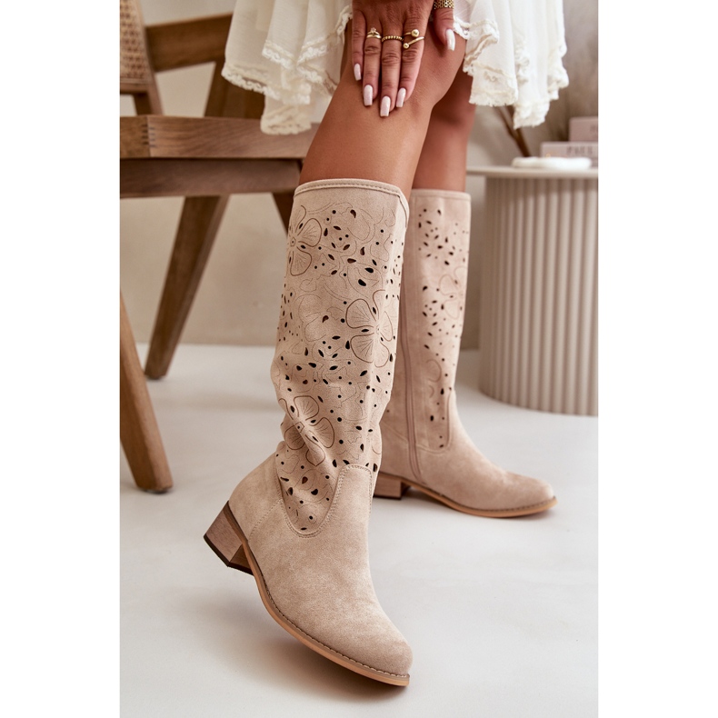 Botas De Mujer Caladas Con Tacón Bajo Ante Ecológico Con Cremallera Beige Orquídeas 2 Botas De Mujer Caladas Con Tacón Bajo Ante Ecológico Con Cremallera Beige Orquídeas 2