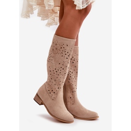 Botas De Mujer Caladas Con Tacón Bajo Ante Ecológico Con Cremallera Beige Orquídeas 1 Botas De Mujer Caladas Con Tacón Bajo Ante Ecológico Con Cremallera Beige Orquídeas 1