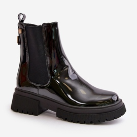 Botines De Charol Con Cremallera, Aislados Negro Groesta 6