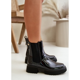 Botines De Charol Con Cremallera, Aislados Negro Groesta 9