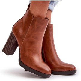 Botas De Mujer Aislante Con Tacón Alto Piel Ecológica Marrón Teresine 9