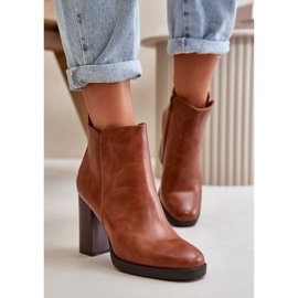 Botas De Mujer Aislante Con Tacón Alto Piel Ecológica Marrón Teresine 3
