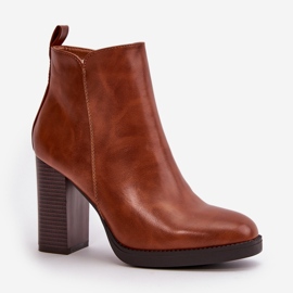 Botas De Mujer Aislante Con Tacón Alto Piel Ecológica Marrón Teresine 4