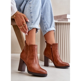 Botas De Mujer Aislante Con Tacón Alto Piel Ecológica Marrón Teresine 8