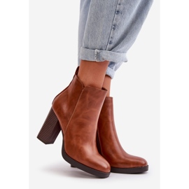 Botas De Mujer Aislante Con Tacón Alto Piel Ecológica Marrón Teresine 1