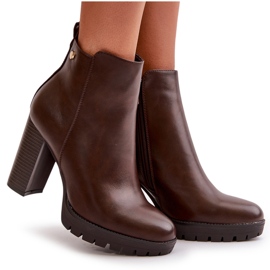 Botas aislantes de mujer con tacón alto y cierre con cremallera, marrón oscuro Bioria 9
