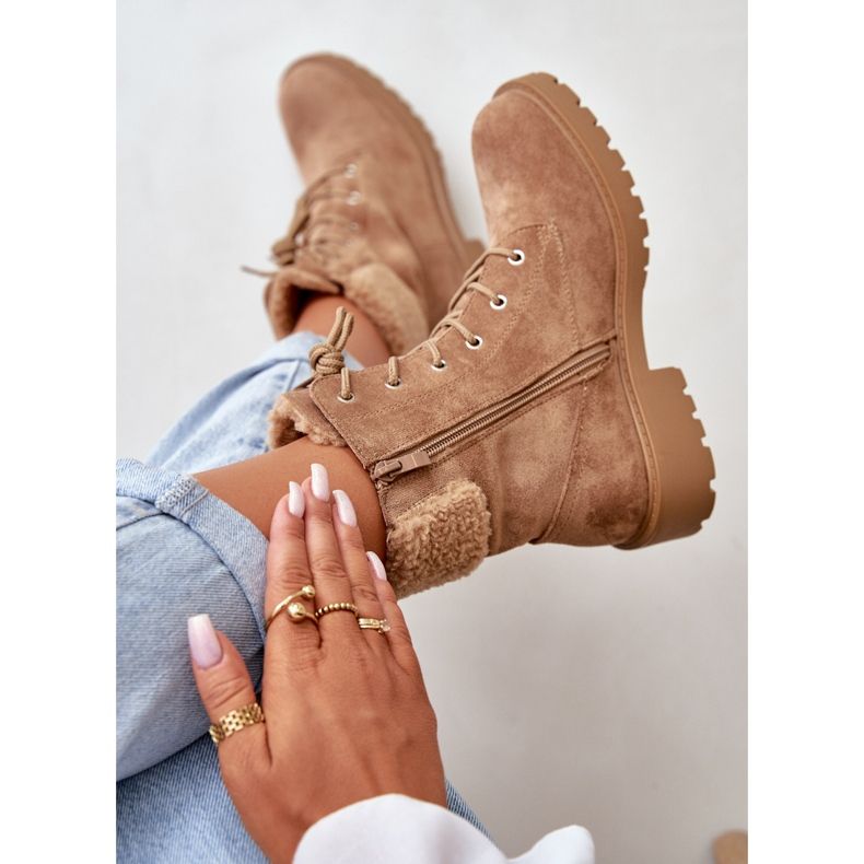 Botas de trabajo aislantes para mujer con cremallera, marrón Mivael beige 2