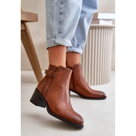 Botines De Mujer Aislantes Con Tacón Alto Y Hebilla Camel Nevillira marrón 2