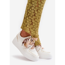 Zapatillas De Mujer Con Plataforma Y Cordones Decorativos, Blanco Mistra 1