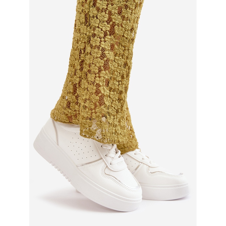 Zapatillas De Mujer Con Plataforma Y Cordones Decorativos, Blanco Mistra 1