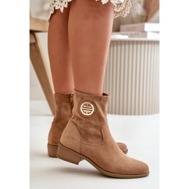 Jezzi Botines de Mujer con Cierre de Cremallera y Detalle Decorativo Ante Ecológico Beige Lerioria 3
