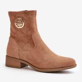 Jezzi Botines de Mujer con Cierre de Cremallera y Detalle Decorativo Ante Ecológico Beige Lerioria 4