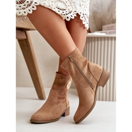 Jezzi Botines de Mujer con Cierre de Cremallera y Detalle Decorativo Ante Ecológico Beige Lerioria 5