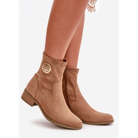 Jezzi Botines de Mujer con Cierre de Cremallera y Detalle Decorativo Ante Ecológico Beige Lerioria 1