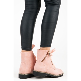 Vices New Collection Botines de ante con lazo rosado 1