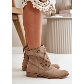 Jezzi Botas bajas de mujer caladas con cierre de cremallera, Irinette beige 6