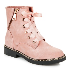 Vices New Collection Botines de ante con lazo rosado 2