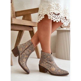 Jezzi Botas Cowboy de Mujer con Cierre de Cremallera, Estampado Animal, Merisina Dorada dorado 5