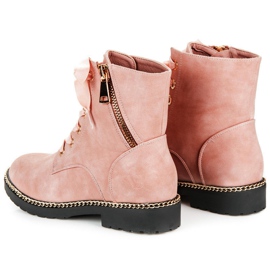Vices New Collection Botines de ante con lazo rosado 4