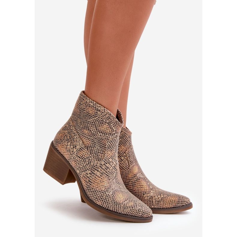 Jezzi Botas Cowboy de Mujer con Cierre de Cremallera, Estampado Animal, Merisina Dorada dorado 1