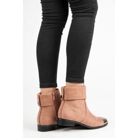 Ideal Shoes Botines de ante con cremallera rosa 1