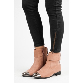 Ideal Shoes Botines de ante con cremallera rosado 5