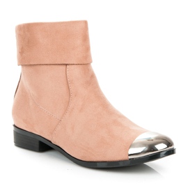 Ideal Shoes Botines de ante con cremallera rosado 2