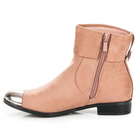 Ideal Shoes Botines de ante con cremallera rosado 3