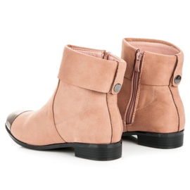 Ideal Shoes Botines de ante con cremallera rosado 4