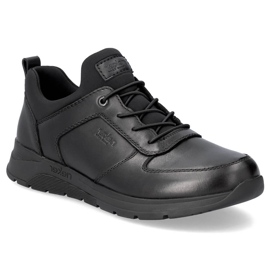 Zapatos slip-on de hombre cómodos de piel negros Rieker 39653-00 3