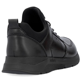 Zapatos slip-on de hombre cómodos de piel negros Rieker 39653-00 4