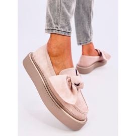 Mocasines Tempelton de ante rosa con lazo 2