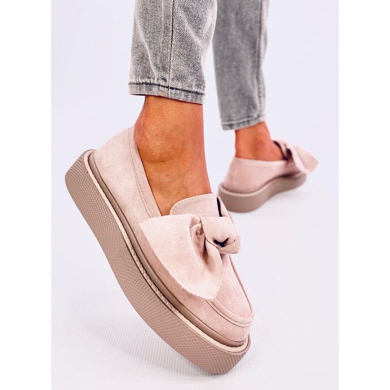 Mocasines Tempelton de ante rosa con lazo 2