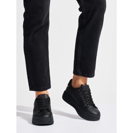 Deportivas plataforma mujer negras negro 1
