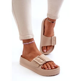 Chanclas de Mujer de Espuma con Plataforma y Hebilla Big Star NN274A666 Beige 2 Chanclas de Mujer de Espuma con Plataforma y Hebilla Big Star NN274A666 Beige 2